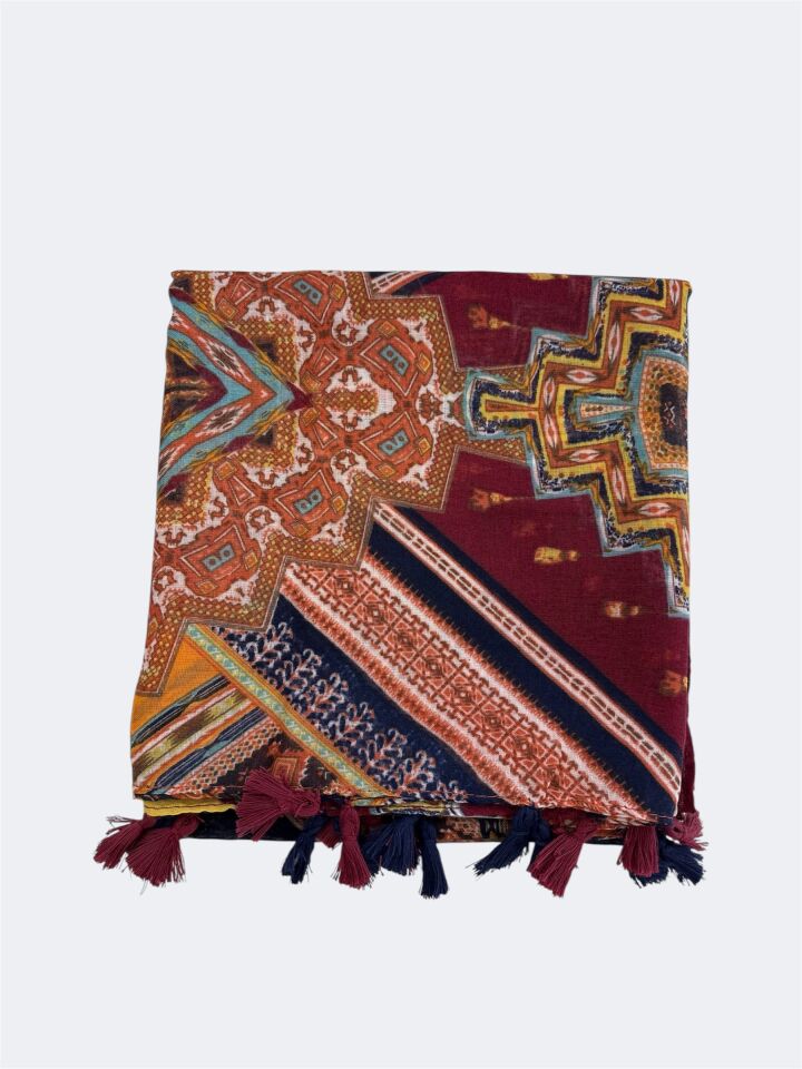 Desenli 90*190 Pamuklu Uzun Şal