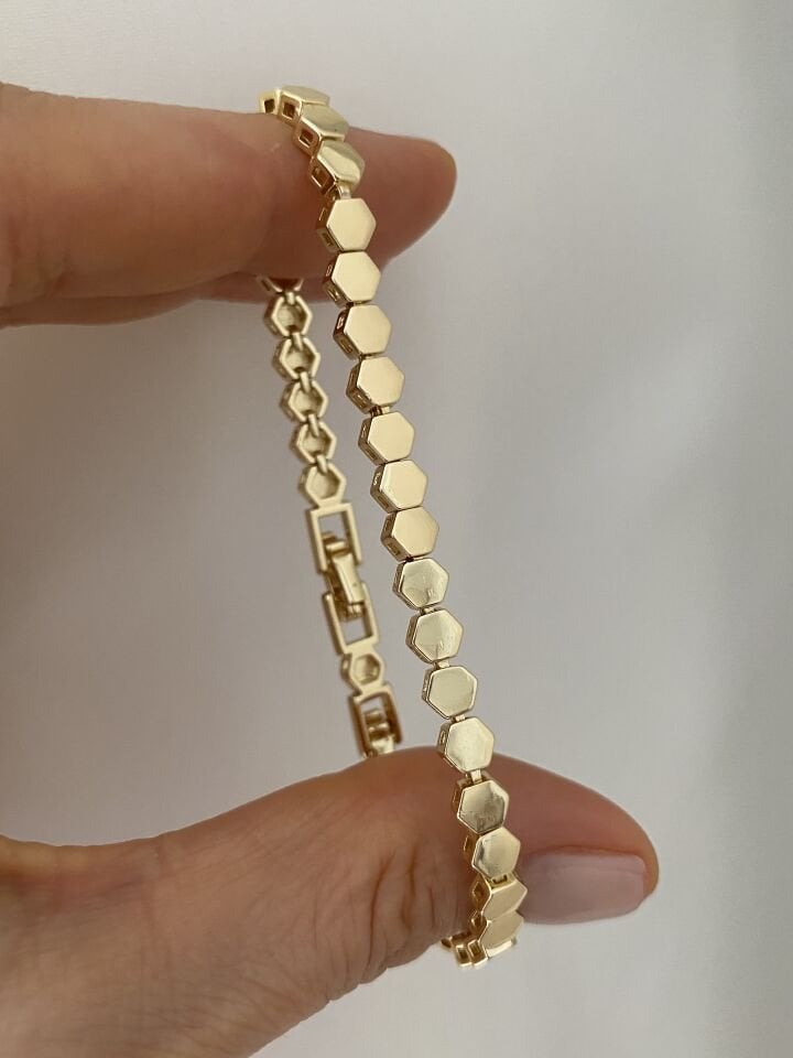 Unisex Plaka Petek Bileklik  (17cm+2cm ek)