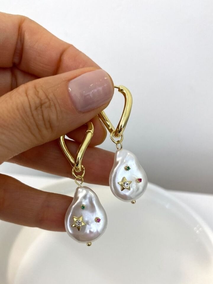 Yıldız Detay İnci Küpe