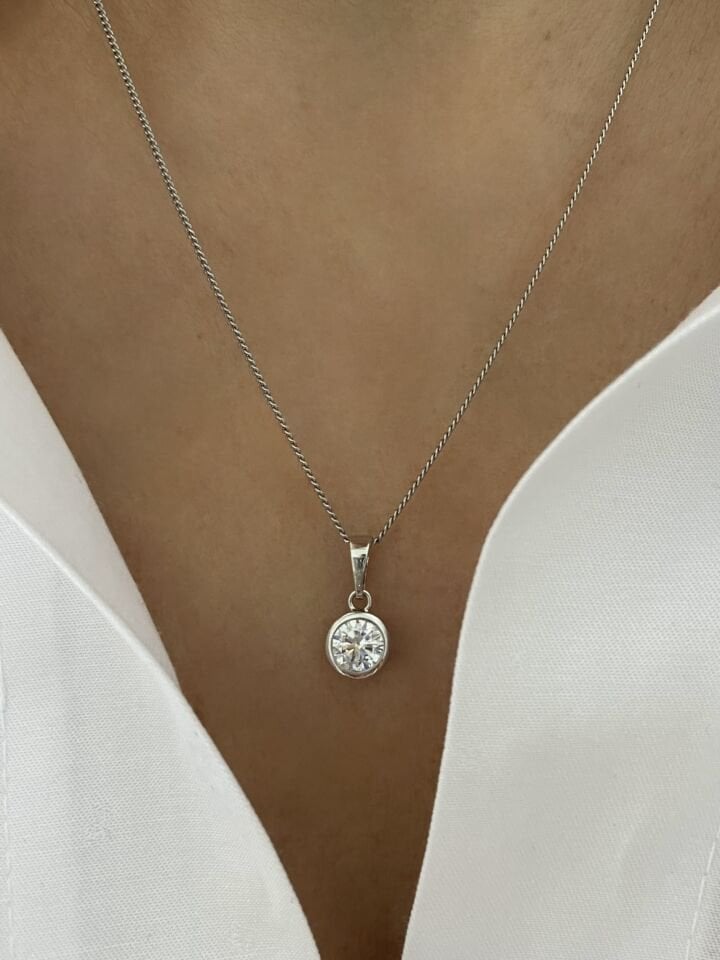 ''Özel Seri'' Minimal Çerçeveli Yuvarlak Tektaş Set (Silver)