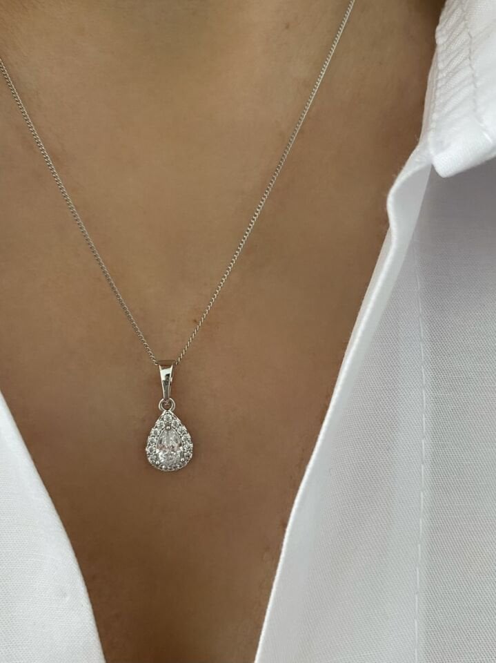 Özel Seri Minimal Damla Model Taşlı Kolye