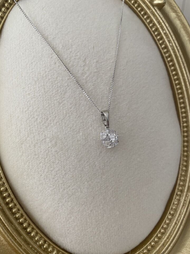 Özel Seri Minimal Prizma Taşlı Küre Model Kolye Silver