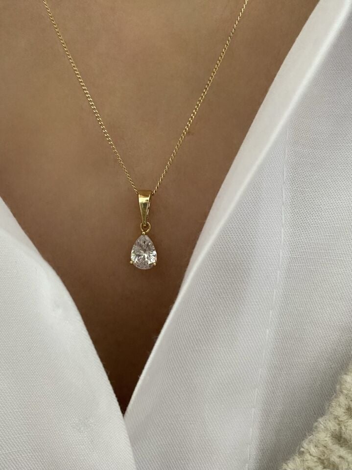 Özel Seri Minimal Damla Model Tektaş Kolye