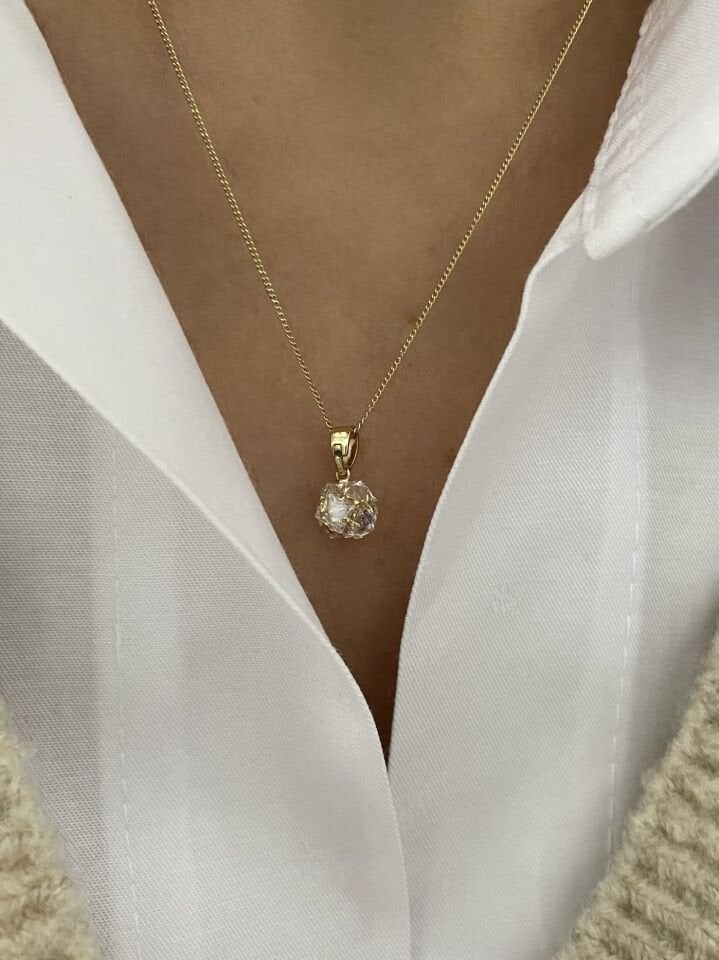 Özel Seri Minimal Prizma Taşlı Küre Kolye Gold