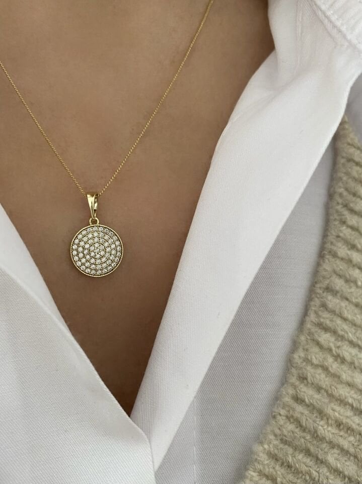 “Özel Seri” Minimal Gömme Zirkon Taşlı Yuvarlak Kolye