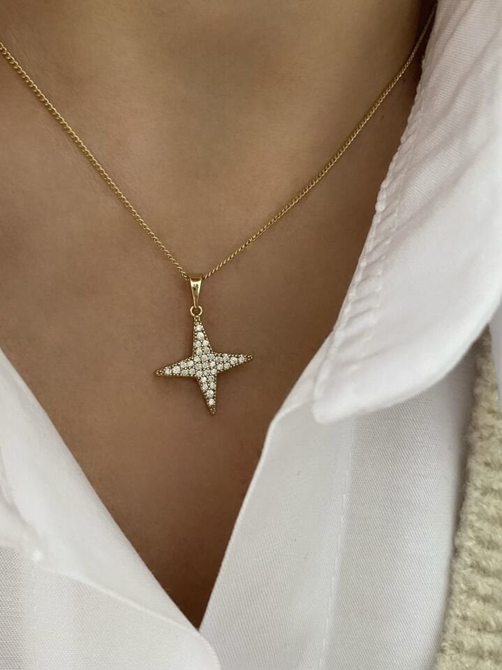 “Özel Seri” Gömme Taşlı Kutup Yıldızlı Kolye