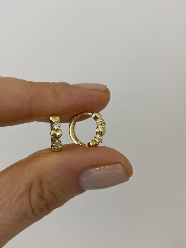 Özel Seri Çocuk Üçlü Kalp Halka Küpe (İç çapı: 0,8cm)