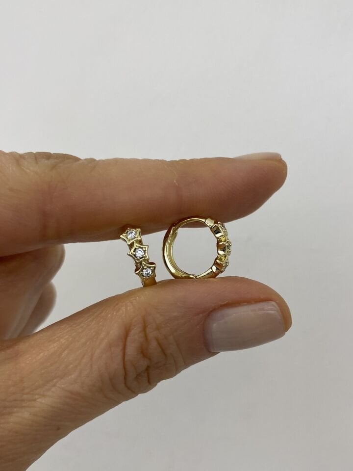 ''Özel Seri'' Çocuk Üçlü Yıldız Halka Küpe (1cm iç çap)