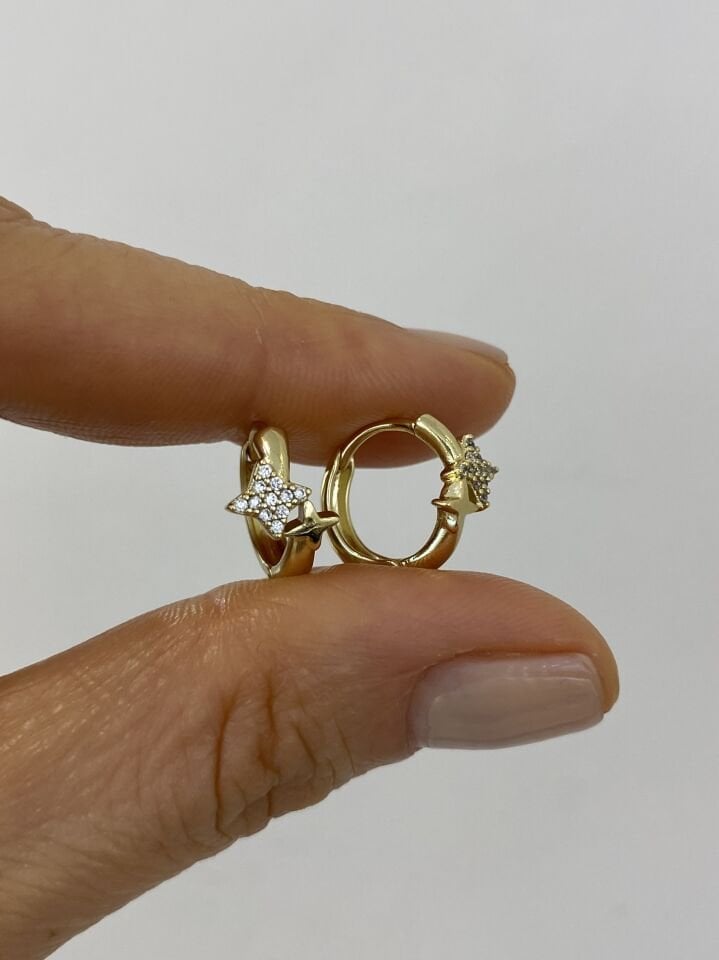 ''Özel Seri'' Minimal İkili Kutup Yıldız Halka Küpe (1cm iç çapı)