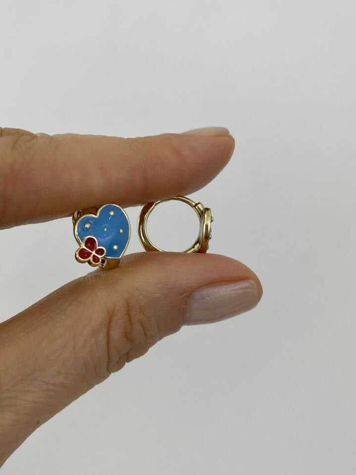 ''Özel Seri'' Çocuk Mavi Kalp Halka Küpe (1cm iç çap)