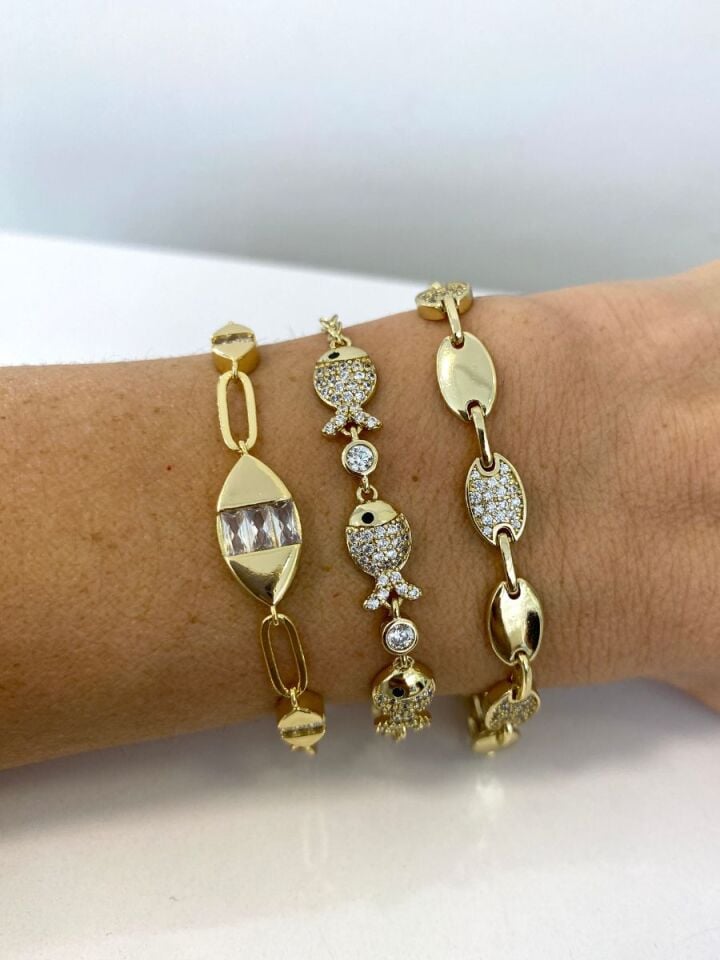 Gömme Taşlı Balık Figürlü Bileklik