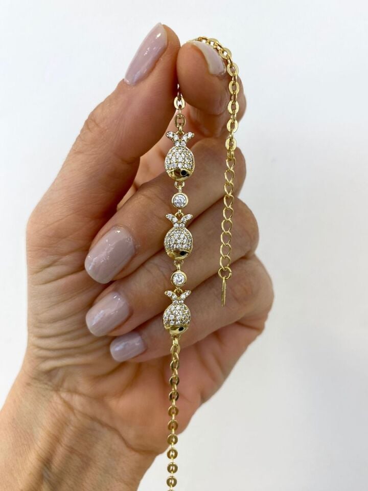 Gömme Taşlı Balık Figürlü Bileklik