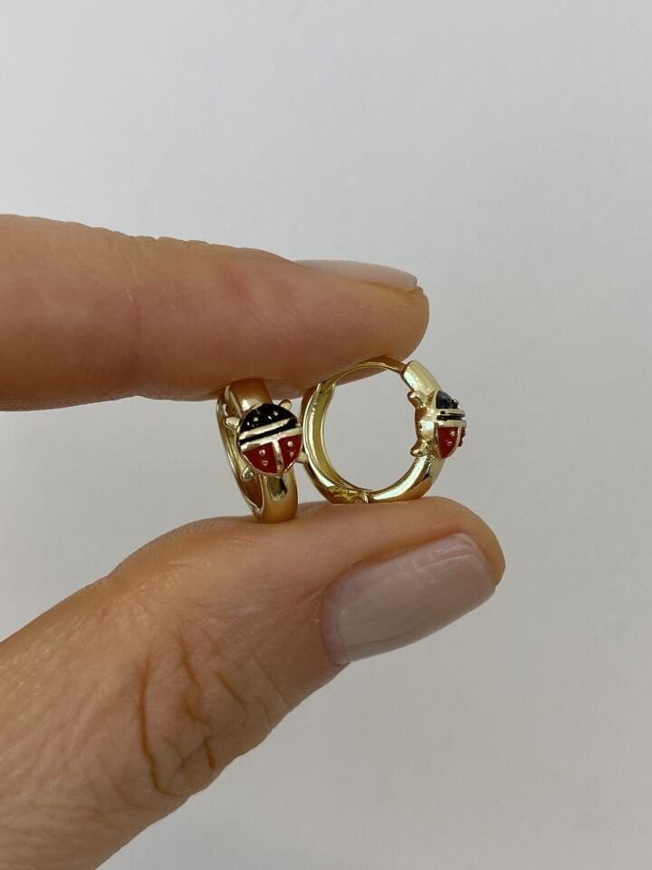 ''Özel Seri'' Çocuk Uğurböceği Halka Küpe (1cm iç çap)