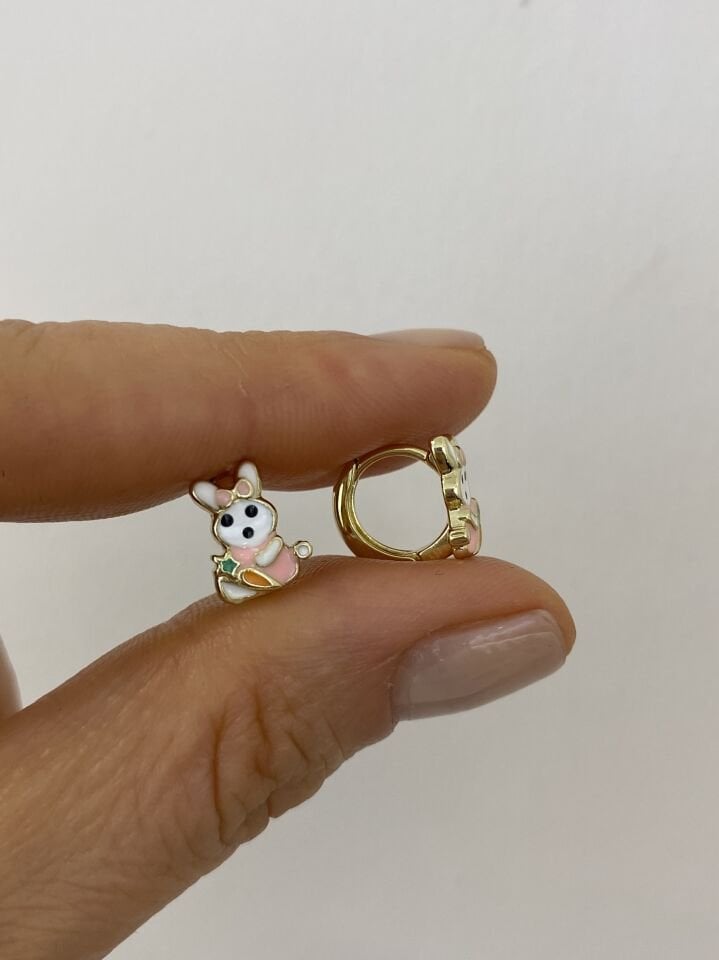 Özel Seri'Ç ocuk Tavşan Halka Küpe (İç çapı: 0,7cm)