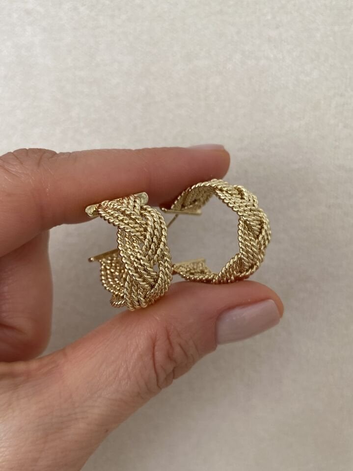 Midyat İşçilik Örgü Model Yarım Halka Küpe