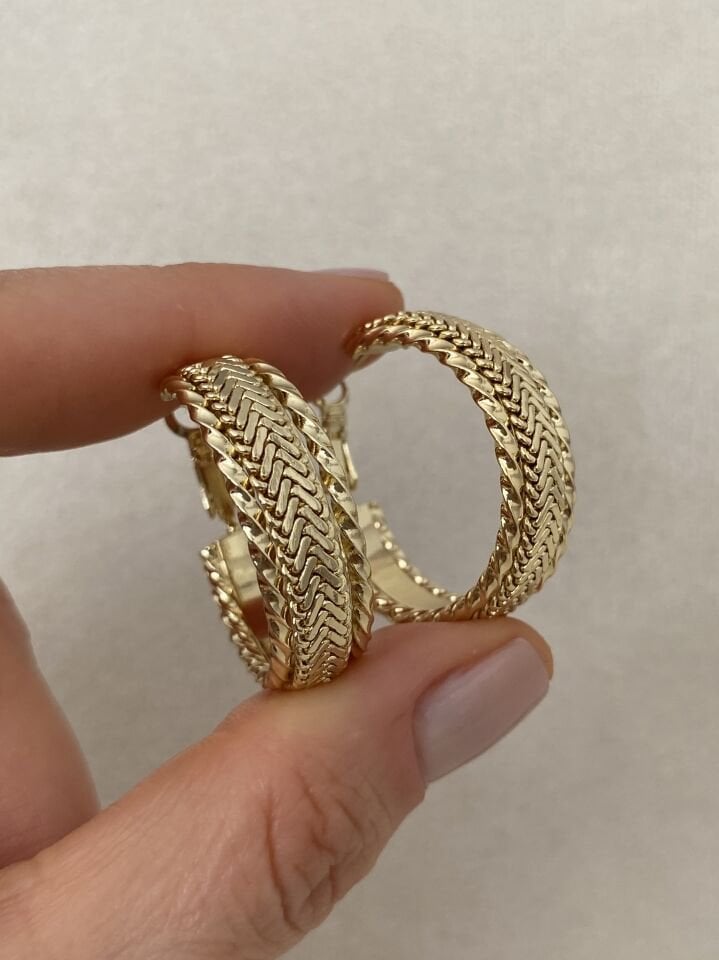 Altın Kaplama Kalın Balıksırtı Model Halka Küpe