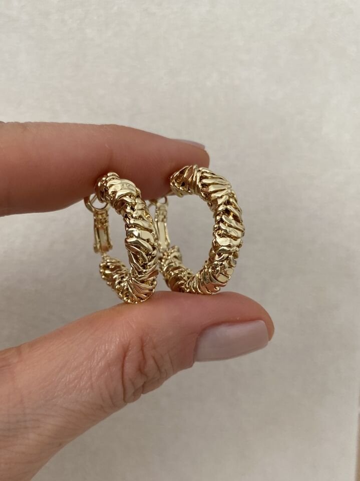 Yansımalı Piton Desen Halka Küpe