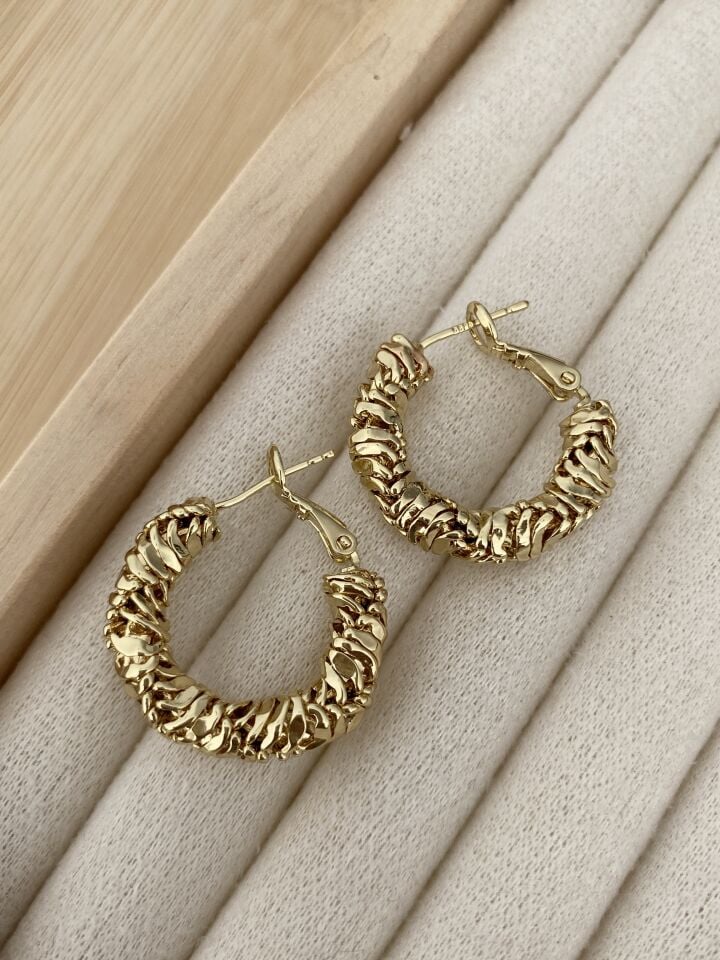 Yansımalı Piton Desen Halka Küpe