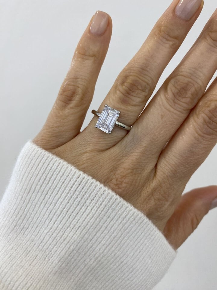 Altın Kaplama ''Hailey'' Baget Kesim Mozanit Yüzük (Silver)