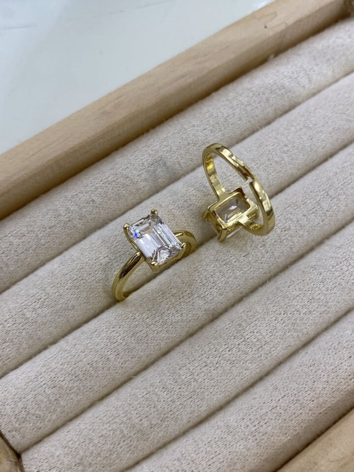 Altın Kaplama ''Hailey'' Baget Kesim Yüzük (Gold)