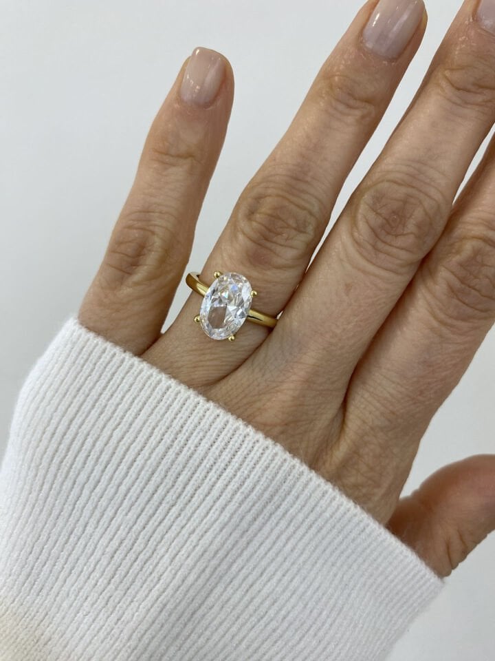 Altın Kaplama ''Hailey'' Oval Kesim Yüzük (Gold)