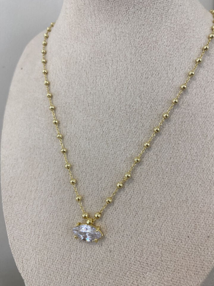 “Hailey” Markiz Kesim Büyük Topçuk Detaylı Kolye (60cm)