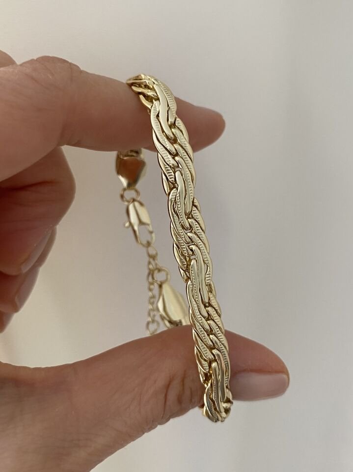 Dokulu Dalga Desen Bileklik (17cm+5cm ek)