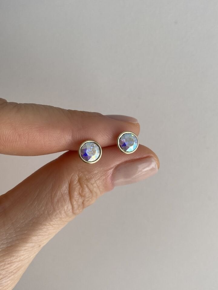 Özel Seri Swarovski Taşlı Minimal Tek Taş Küpe 5mm