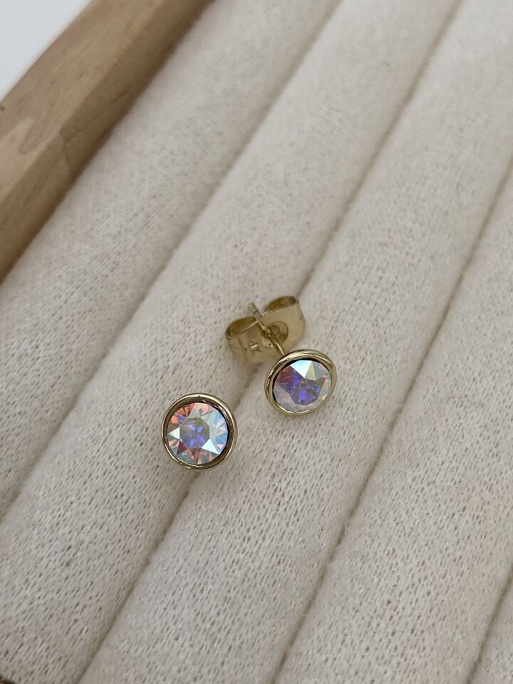 Özel Seri Swarovski Taşlı Minimal Tek Taş Küpe 5mm