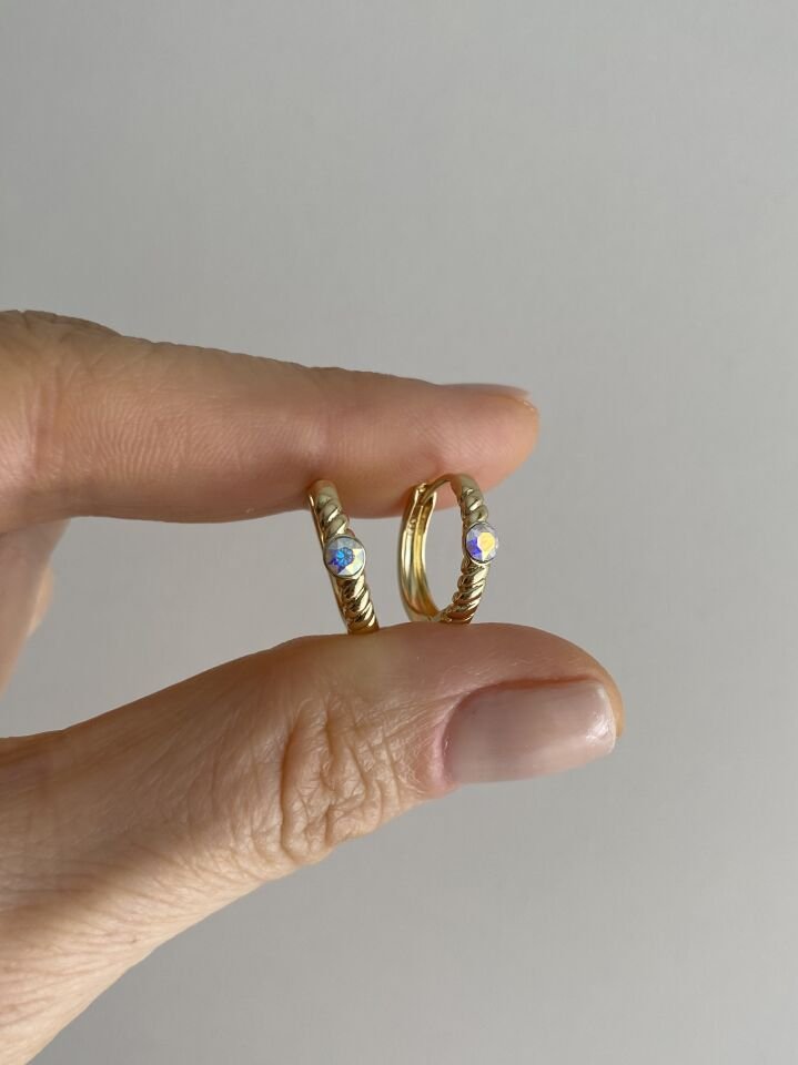 Özel Seri Swaroski Tek Taşlı Basic Halka Küpe (İç çapı: 1,2cm)