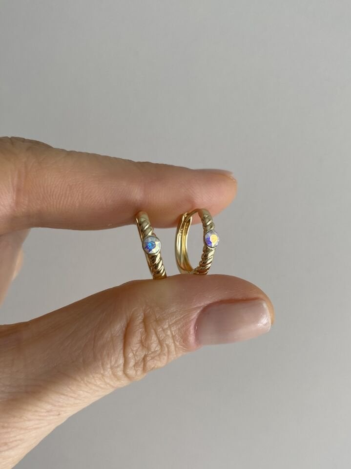 Özel Seri Swaroski Tek Taşlı Basic Halka Küpe (İç çapı: 1,2cm)