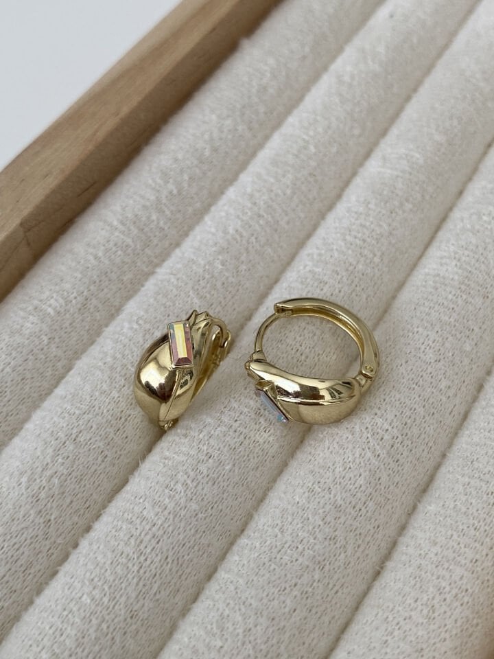 ''Özel Seri'' Swarovski Taşlı Lale Model Halka Küpe (1,2cm iç çap)