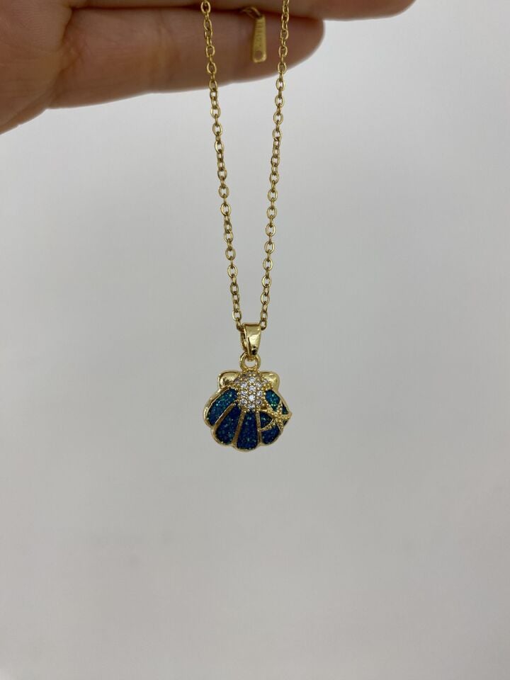 Mavi Kabuk Kolye