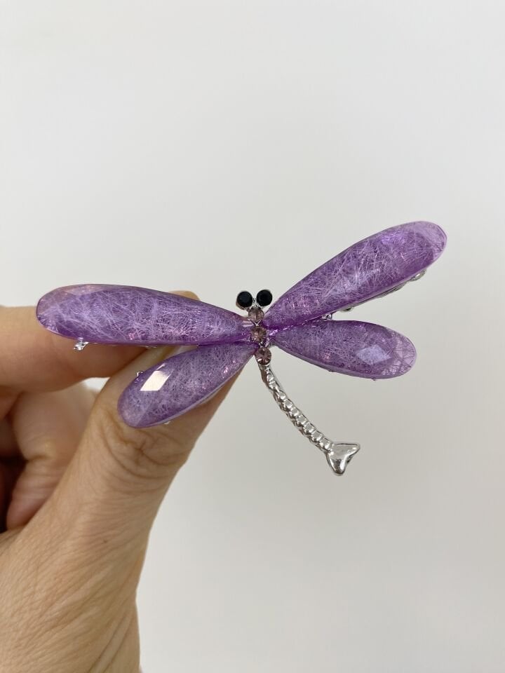 Taşlı Lila Yusufçuk Broş