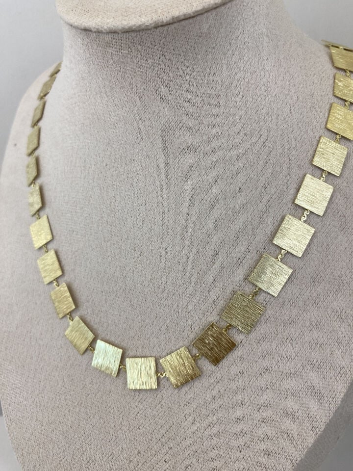 Tamtur Kare Plaka Pul Kolye (45cm+5cm ek)