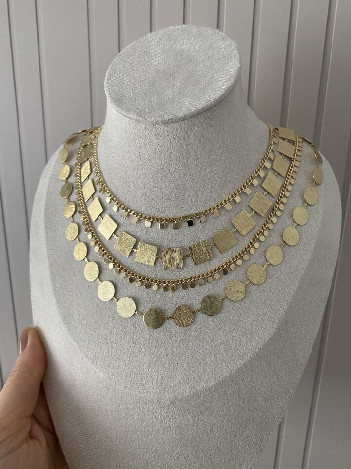 Tamtur Kare Plaka Pul Kolye (45cm+5cm ek)