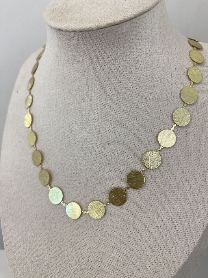 Tamtur Yuvarlak Plaka Pul Kolye (45cm+5cm ek)