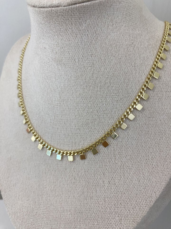 Tamtur Minimal Kare Pul Kolye (45cm+5cm ek)