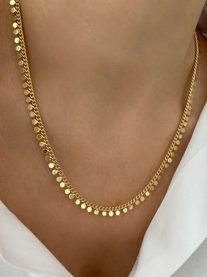 Tamtur Minimal Yuvarlak Pul Kolye (45cm+5cm ek)