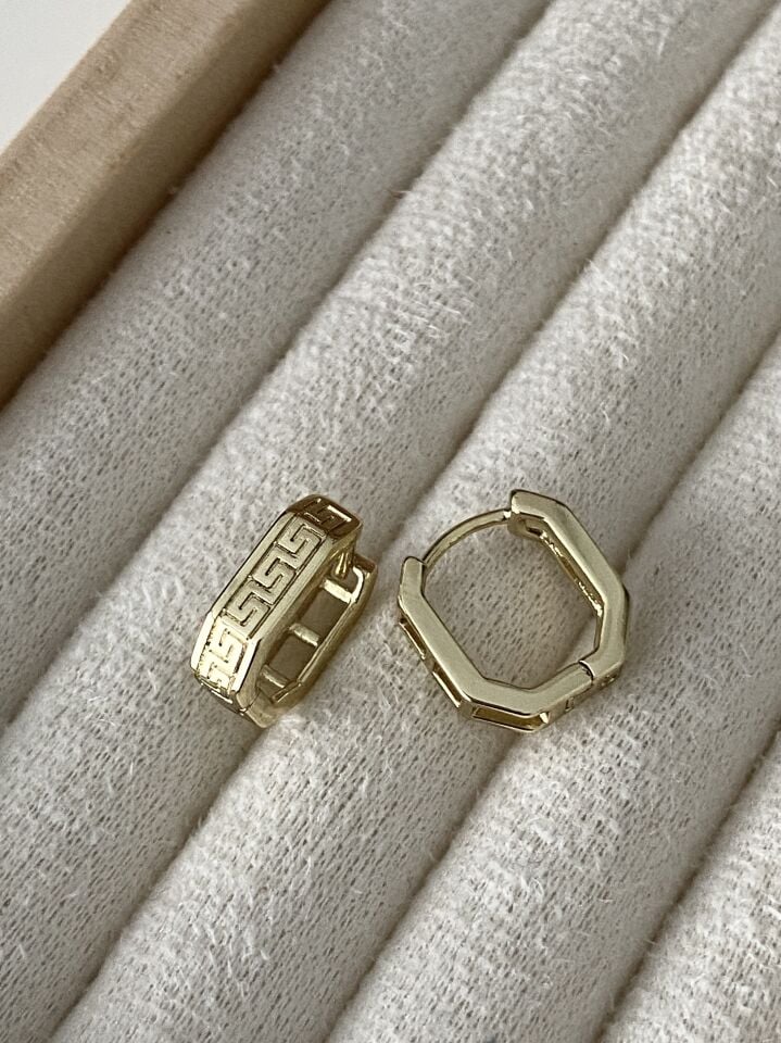 ''Özel Seri'' Greek Model Geometrik Halka Küpe (1,7cm iç boy)