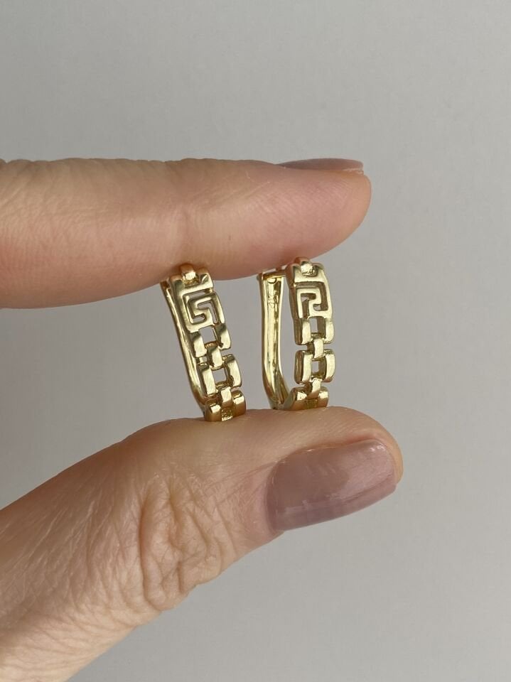 Özel Seri Kordon Detaylı Greek U Model Halka Küpe (İç boyu: 1,8cm))
