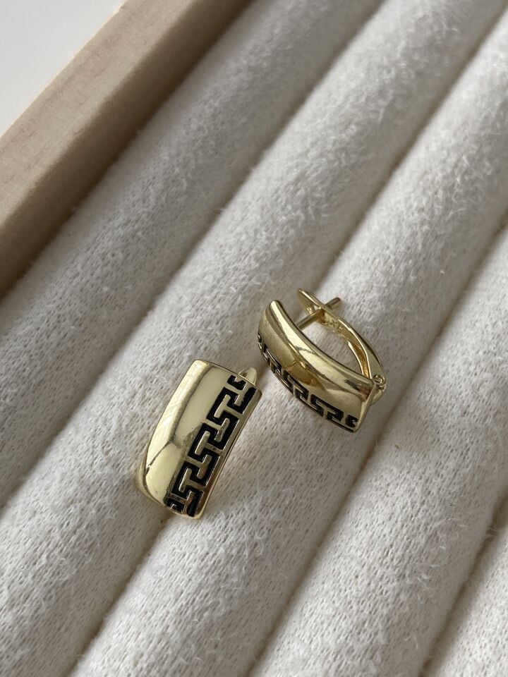 ''Özel Seri'' Greek Plaka Model Halka Küpe (1cm iç boy)