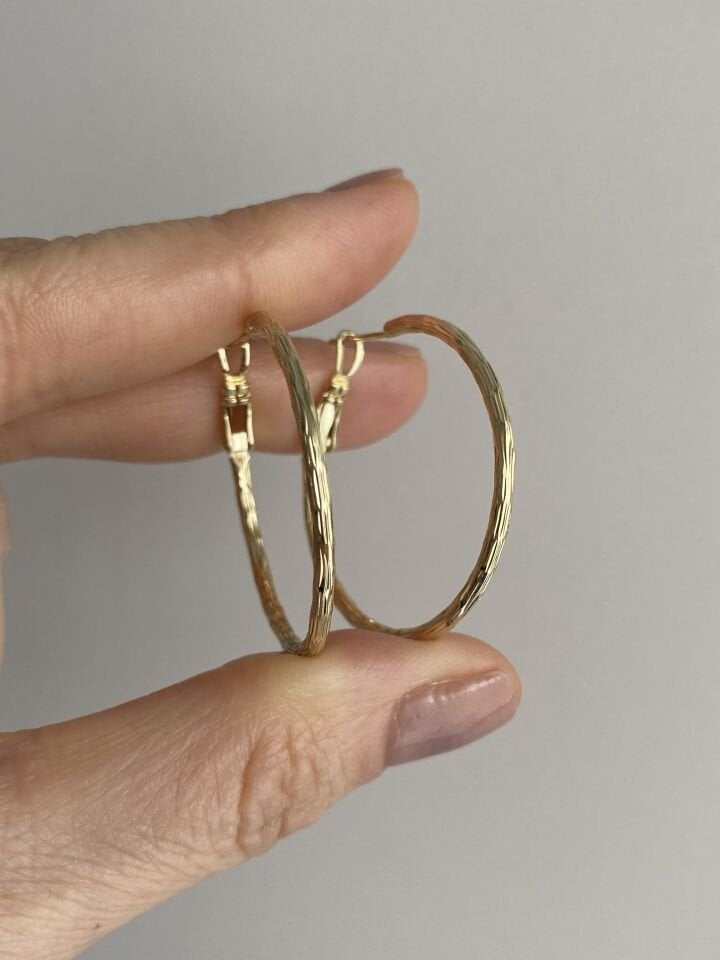 Özel Seri Lazer Kesim Dövme İşçilik İnce Halka Küpe (İç çapı: 3,3cm)