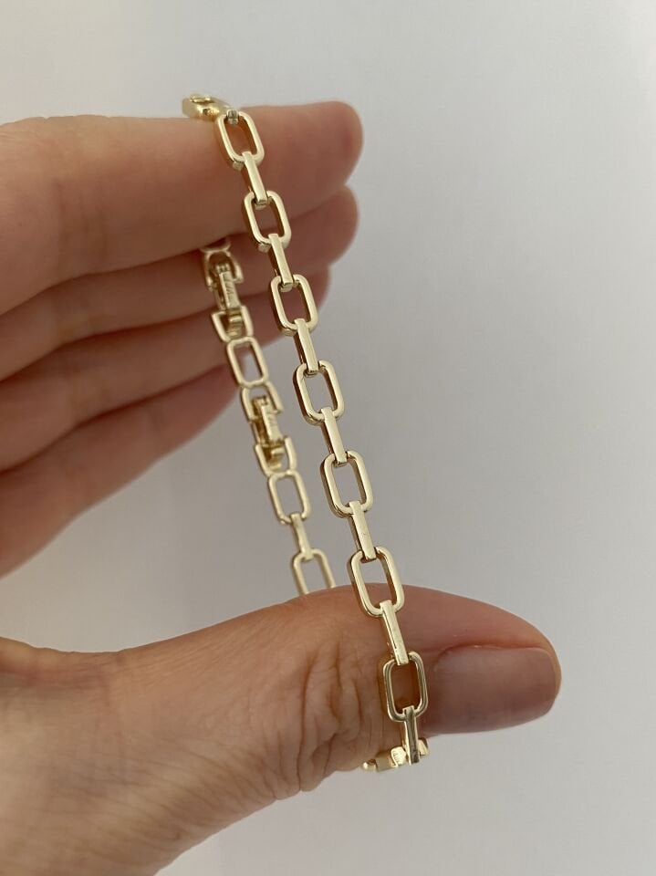 Geometrik Zincir Model Bileklik (17cm+ek)