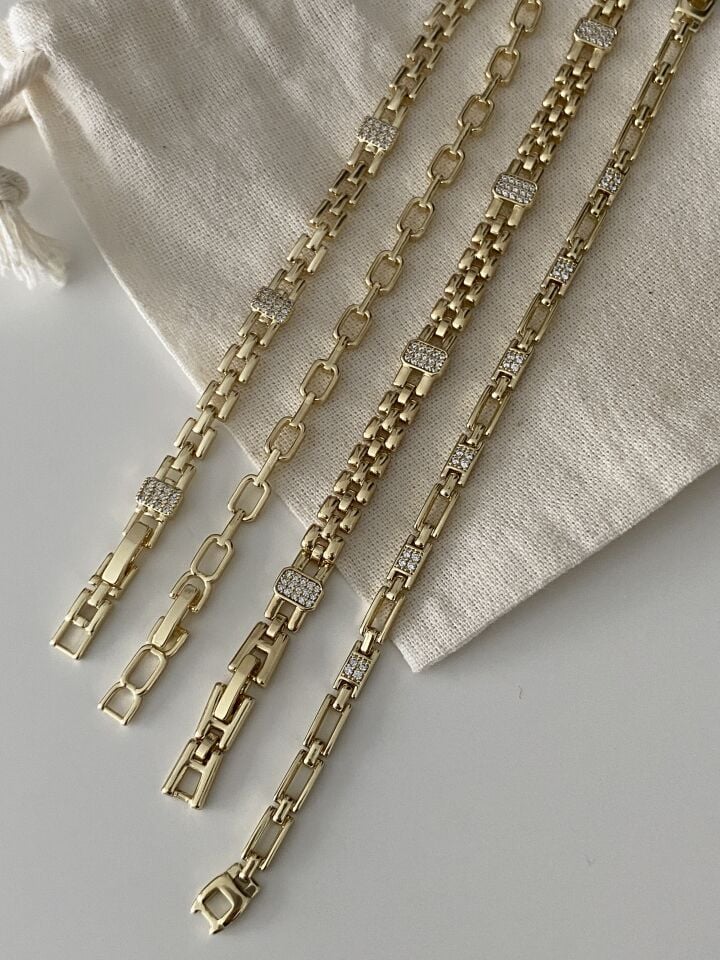 Geometrik Zincir Model Bileklik (17cm+ek)