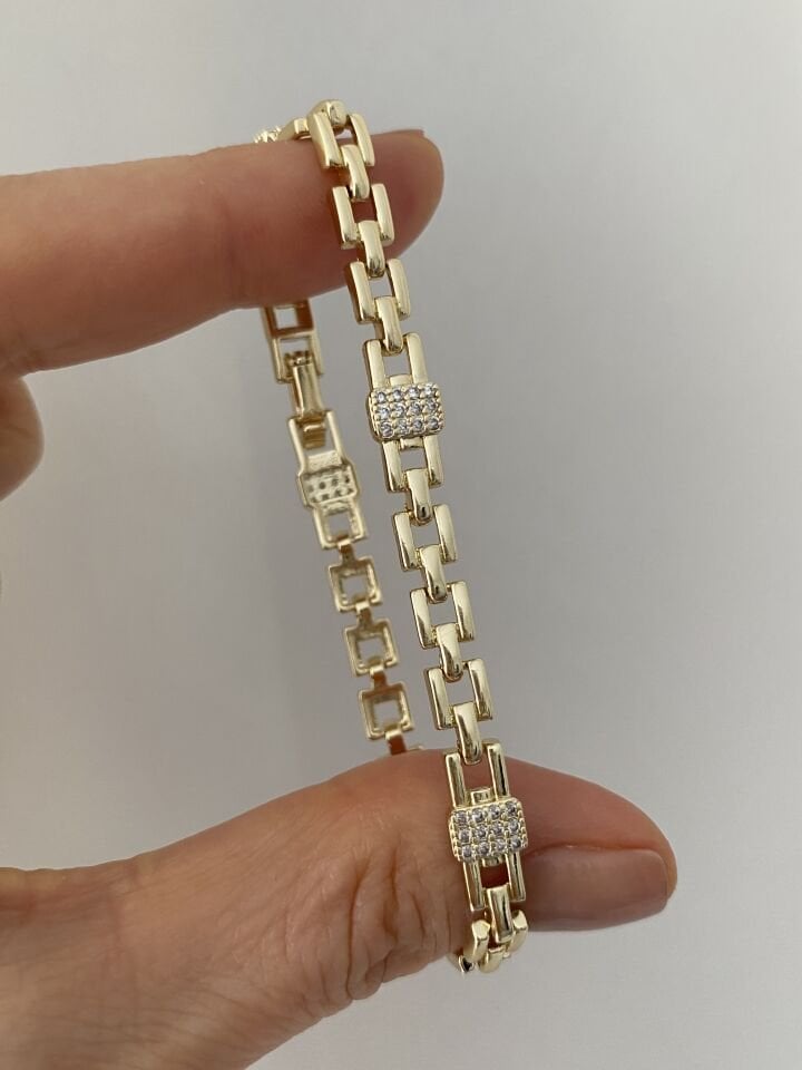 Gömme Taşlı Vintage Model Bileklik (16,5cm+ek)