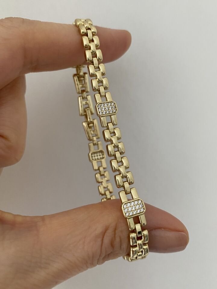 Gömme Taşlı Kordon Model Bileklik (17,5cm+ek)