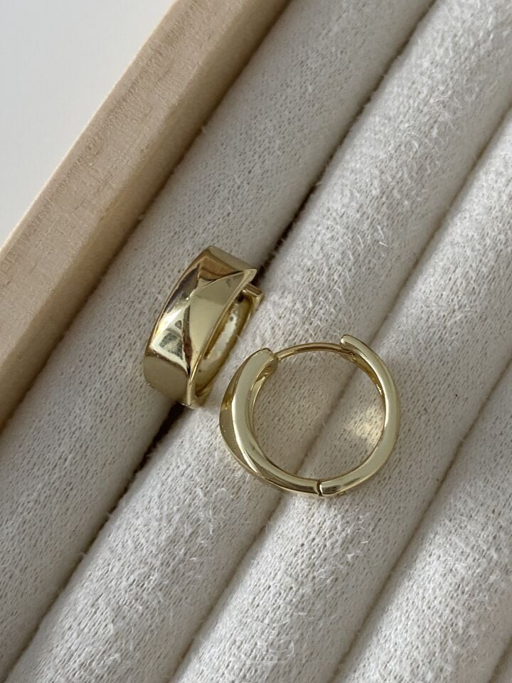 ''Özel Seri'' Yansımalı Prizma Model Plaka Halka Küpe (1,5cm iç çap)