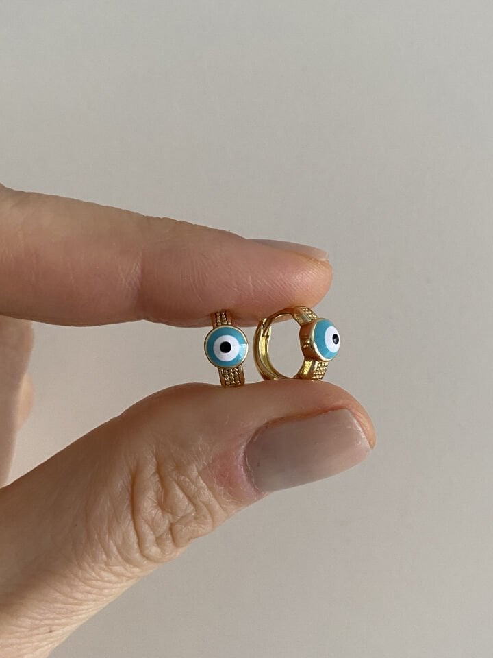 ''Özel Seri'' Çocuk Mavi Göz Halka Küpe (9mm iç çap)