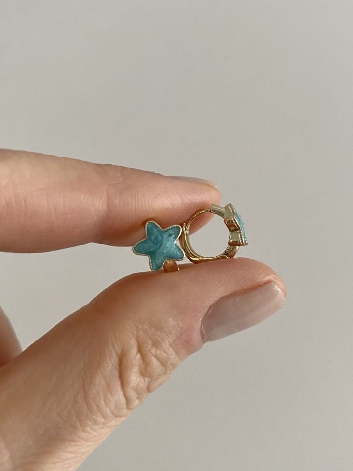 ''Özel Seri'' Çocuk Mavi Yıldız Halka Küpe (8mm iç çap)